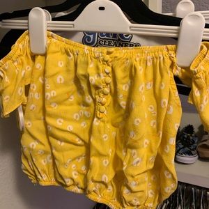 Yellow Off the Shoulder Forever21 Crop Top